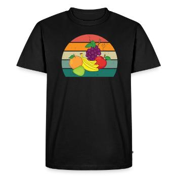 Fruits Fruits Fraise Melon Orange Cerise - T-shirt Premium bio Homme - noir - Devant - Nico (187cm)