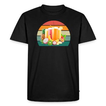 Fruits Fruits Fraise Melon Orange Cerise - T-shirt Premium bio Homme - noir - Devant - Nico (187cm)