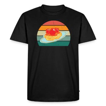Pâtes Spagehtti Farfalle Pâte Céréales - T-shirt Premium bio Homme - noir - Devant - Nico (187cm)