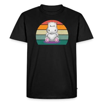Hippopotame du Nil Hippopotames Hippopotames Nain Cheval - T-shirt Premium bio Homme - noir - Devant - Nico (187cm)