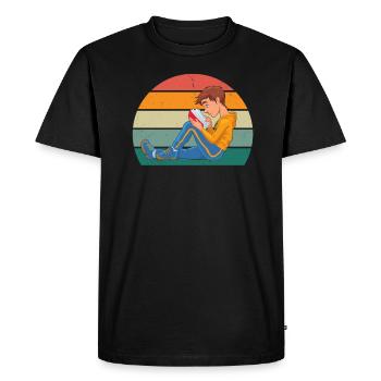 reader reader book books bookworm book reading - Men's Premium Organic T-Shirt - black - Front - Nico (187cm)