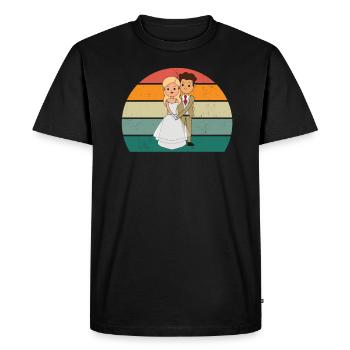 Mariage Mariage Petit ami Petite amie Mariage Amour - T-shirt Premium bio Homme - noir - Devant - Nico (187cm)