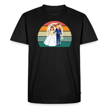 Mariage Mariage Petit ami Petite amie Mariage Amour - T-shirt Premium bio Homme - noir - Devant - Nico (187cm)