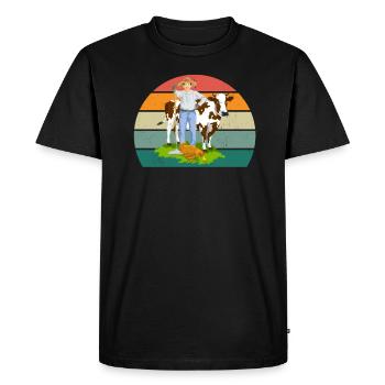 Farmer Farmer Tractor Stable Farm Animal Farmer - Men's Premium Organic T-Shirt - black - Front - Nico (187cm)