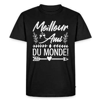 Meilleur Ami Du Monde Cadeau Copain cadeau d'amour - T-shirt Premium bio Homme - noir - Devant - Nico (187cm)