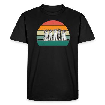 Chat Chaton Chat Maman Chat Papa Maîtresse Chat - T-shirt Premium bio Homme - noir - Devant - Nico (187cm)