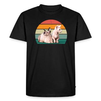 Chat Chaton Chat Maman Chat Papa Maîtresse Chat - T-shirt Premium bio Homme - noir - Devant - Nico (187cm)