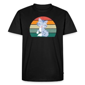Chat Chaton Chat Maman Chat Papa Maîtresse Chat - T-shirt Premium bio Homme - noir - Devant - Nico (187cm)