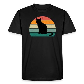Chat Chaton Chat Maman Chat Papa Maîtresse Chat - T-shirt Premium bio Homme - noir - Devant - Nico (187cm)