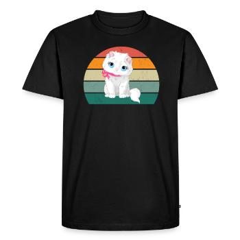 Chat Chaton Chat Maman Chat Papa Maîtresse Chat - T-shirt Premium bio Homme - noir - Devant - Nico (187cm)