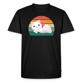 Chat Chaton Chat Maman Chat Papa Maîtresse Chat - T-shirt Premium bio Homme - noir - Devant - Nico (187cm)