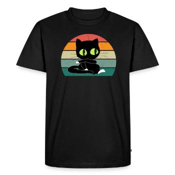 Chat Chaton Chat Maman Chat Papa Maîtresse Chat - T-shirt Premium bio Homme - noir - Devant - Nico (187cm)