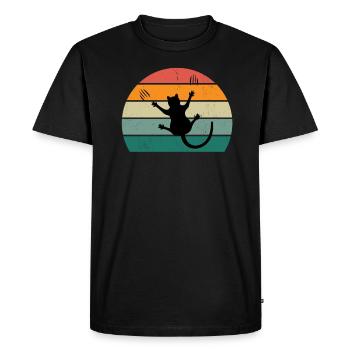 Chat Chaton Chat Maman Chat Papa Maîtresse Chat - T-shirt Premium bio Homme - noir - Devant - Nico (187cm)