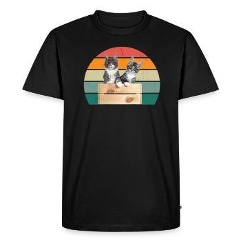 Chat Chaton Chat Maman Chat Papa Maîtresse Chat - T-shirt Premium bio Homme - noir - Devant - Nico (187cm)