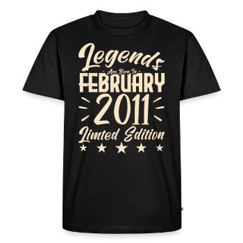Born in February 2011. Birthday gift. - Men's Premium Organic T-Shirt - black - Front - Nico (187cm)