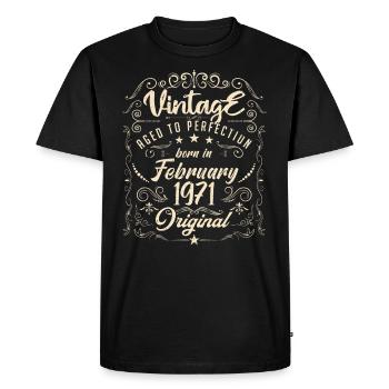Vintage Born in February 1971 Birthday February - Men's Premium Organic T-Shirt - black - Front - Nico (187cm)