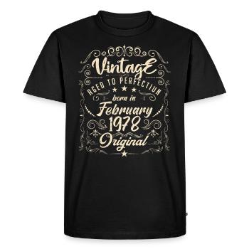 Vintage Born in February 1978 Anniversary February - Men's Premium Organic T-Shirt - black - Front - Nico (187cm)