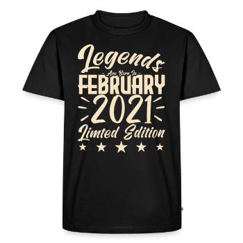 Naissance En Février 2021. Cadeau d'anniversaire. - T-shirt Premium bio Homme - noir - Devant - Nico (187cm)