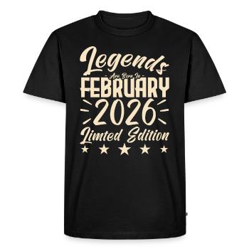Born in February 2026. Birthday gift. - Men's Premium Organic T-Shirt - black - Front - Nico (187cm)