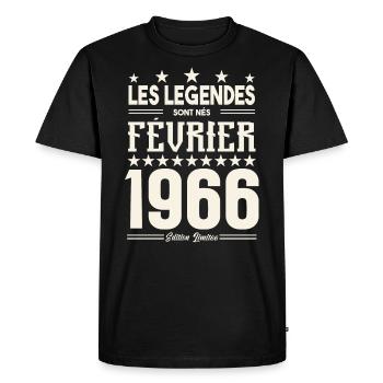 cadeau d'anniversaire Février 1966. février 1966. - T-shirt Premium bio Homme - noir - Devant - Nico (187cm)