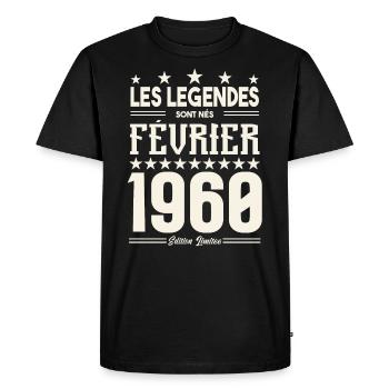 cadeau d'anniversaire Février 1960. février 1960. - T-shirt Premium bio Homme - noir - Devant - Nico (187cm)