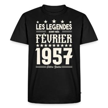 cadeau d'anniversaire Février 1957. février 1957. - T-shirt Premium bio Homme - noir - Devant - Nico (187cm)