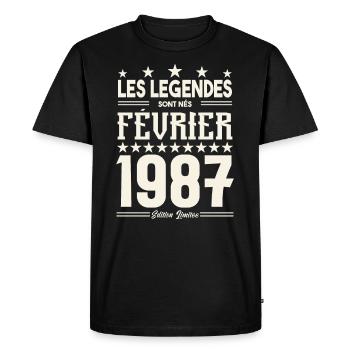 cadeau d'anniversaire Février 1987. février 1987. - T-shirt Premium bio Homme - noir - Devant - Nico (187cm)