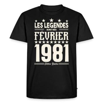 cadeau d'anniversaire Février 1981. février 1981. - T-shirt Premium bio Homme - noir - Devant - Nico (187cm)