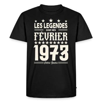 cadeau d'anniversaire Février 1973. février 1973. - T-shirt Premium bio Homme - noir - Devant - Nico (187cm)