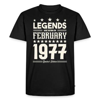 Cadeau Légende Février 1977. cadeau février 1977. - T-shirt Premium bio Homme - noir - Devant - Nico (187cm)