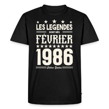 cadeau d'anniversaire Février 1986. février 1986. - T-shirt Premium bio Homme - noir - Devant - Nico (187cm)