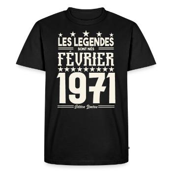 cadeau d'anniversaire Février 1971. février 1971. - T-shirt Premium bio Homme - noir - Devant - Nico (187cm)