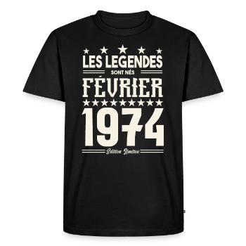 cadeau d'anniversaire Février 1974. février 1974. - T-shirt Premium bio Homme - noir - Devant - Nico (187cm)