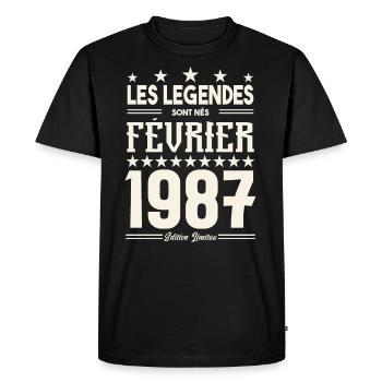cadeau d'anniversaire Février 1987. février 1987. - T-shirt Premium bio Homme - noir - Devant - Nico (187cm)