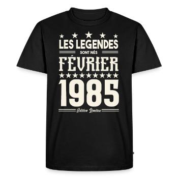 cadeau d'anniversaire Février 1985. février 1985. - T-shirt Premium bio Homme - noir - Devant - Nico (187cm)