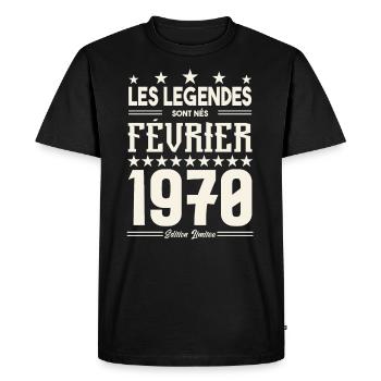 cadeau d'anniversaire Février 1970. février 1970. - T-shirt Premium bio Homme - noir - Devant - Nico (187cm)