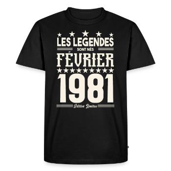 cadeau d'anniversaire Février 1981. février 1981. - T-shirt Premium bio Homme - noir - Devant - Nico (187cm)