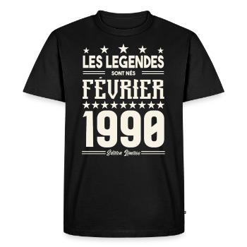 cadeau d'anniversaire Février 1990. février 1990. - T-shirt Premium bio Homme - noir - Devant - Nico (187cm)