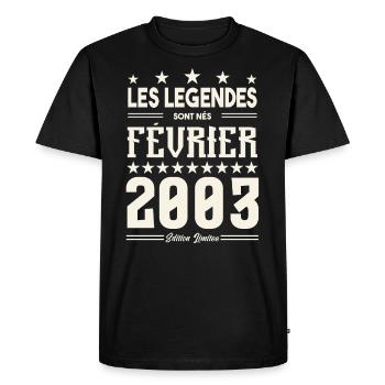 cadeau d'anniversaire Février 2003. février 2003. - T-shirt Premium bio Homme - noir - Devant - Nico (187cm)