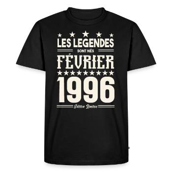 cadeau d'anniversaire Février 1996. février 1996. - T-shirt Premium bio Homme - noir - Devant - Nico (187cm)