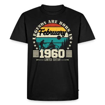 février 1960. Cadeau d'anniversaire février 1960. - T-shirt Premium bio Homme - noir - Devant - Nico (187cm)