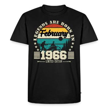 février 1966. Cadeau d'anniversaire février 1966. - T-shirt Premium bio Homme - noir - Devant - Nico (187cm)