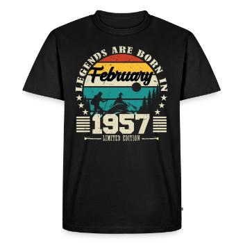 février 1957. Cadeau d'anniversaire février 1957. - T-shirt Premium bio Homme - noir - Devant - Nico (187cm)