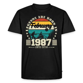 février 1987. Cadeau d'anniversaire février 1987. - T-shirt Premium bio Homme - noir - Devant - Nico (187cm)