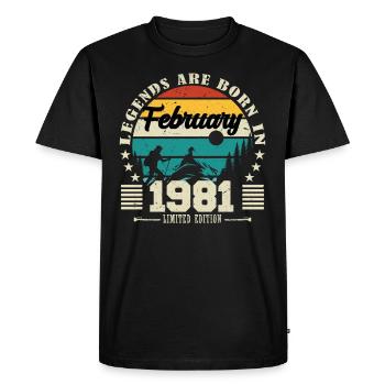 février 1981. Cadeau d'anniversaire février 1981. - T-shirt Premium bio Homme - noir - Devant - Nico (187cm)