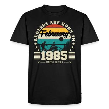 février 1985. Cadeau d'anniversaire février 1985. - T-shirt Premium bio Homme - noir - Devant - Nico (187cm)