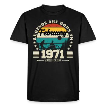 février 1971. Cadeau d'anniversaire février 1971. - T-shirt Premium bio Homme - noir - Devant - Nico (187cm)