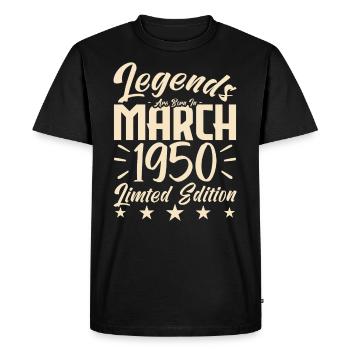 Naissance En Mars 1950. Cadeau d'anniversaire mars - T-shirt Premium bio Homme - noir - Devant - Nico (187cm)