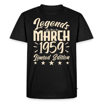 Naissance En Mars 1959. Cadeau d'anniversaire mars - T-shirt Premium bio Homme - noir - Devant - Nico (187cm)