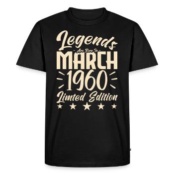 Naissance En Mars 1960. Cadeau d'anniversaire mars - T-shirt Premium bio Homme - noir - Devant - Nico (187cm)